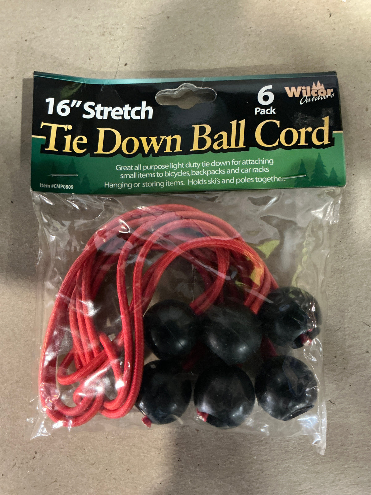 Wilcor Tie Down Ball Cord - 16” Stretch, 6pk