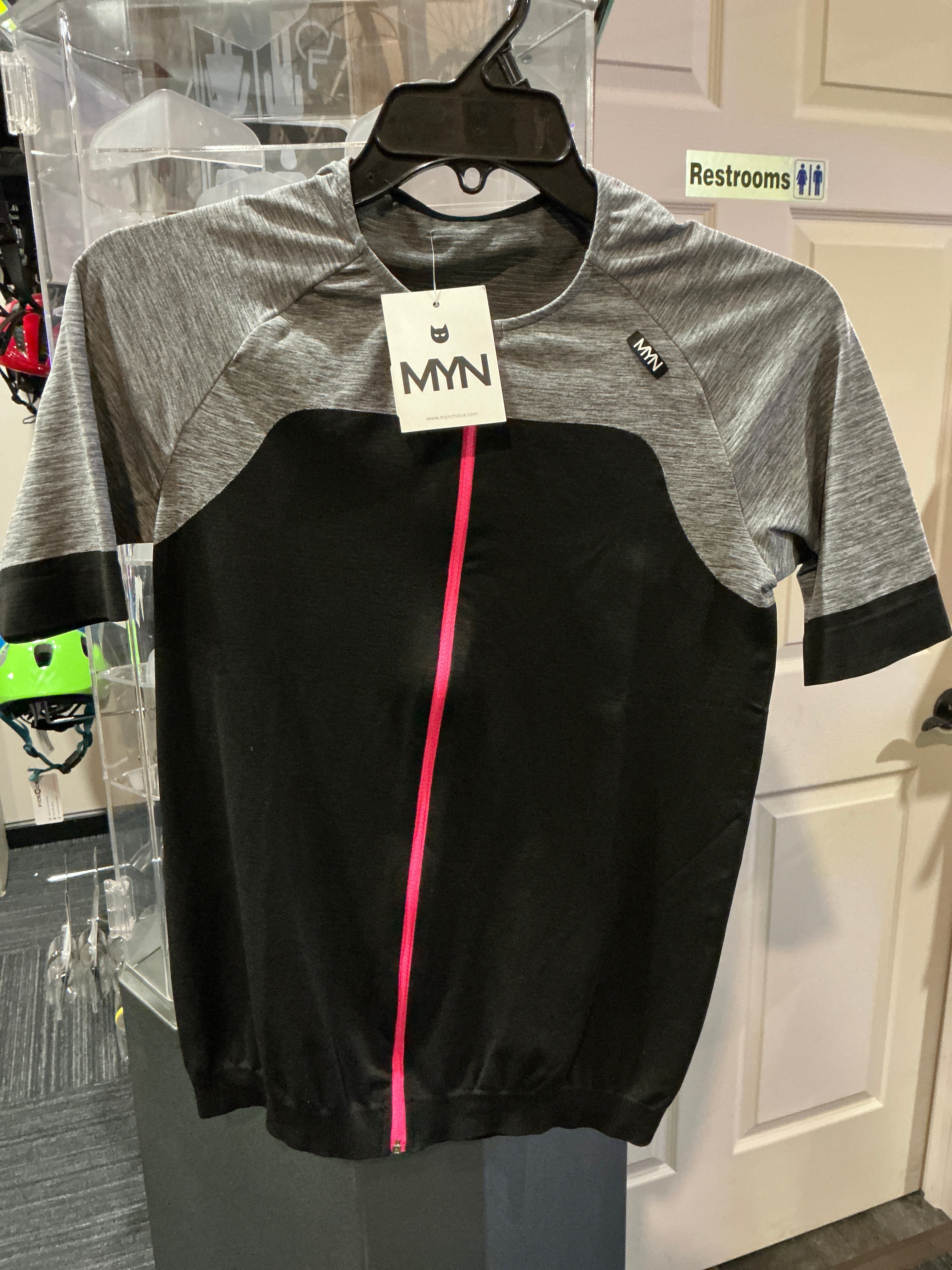 MYN SHORT SLEEVE BLACK/ GREY /PINK CYCLING JERSEY ZIP UP