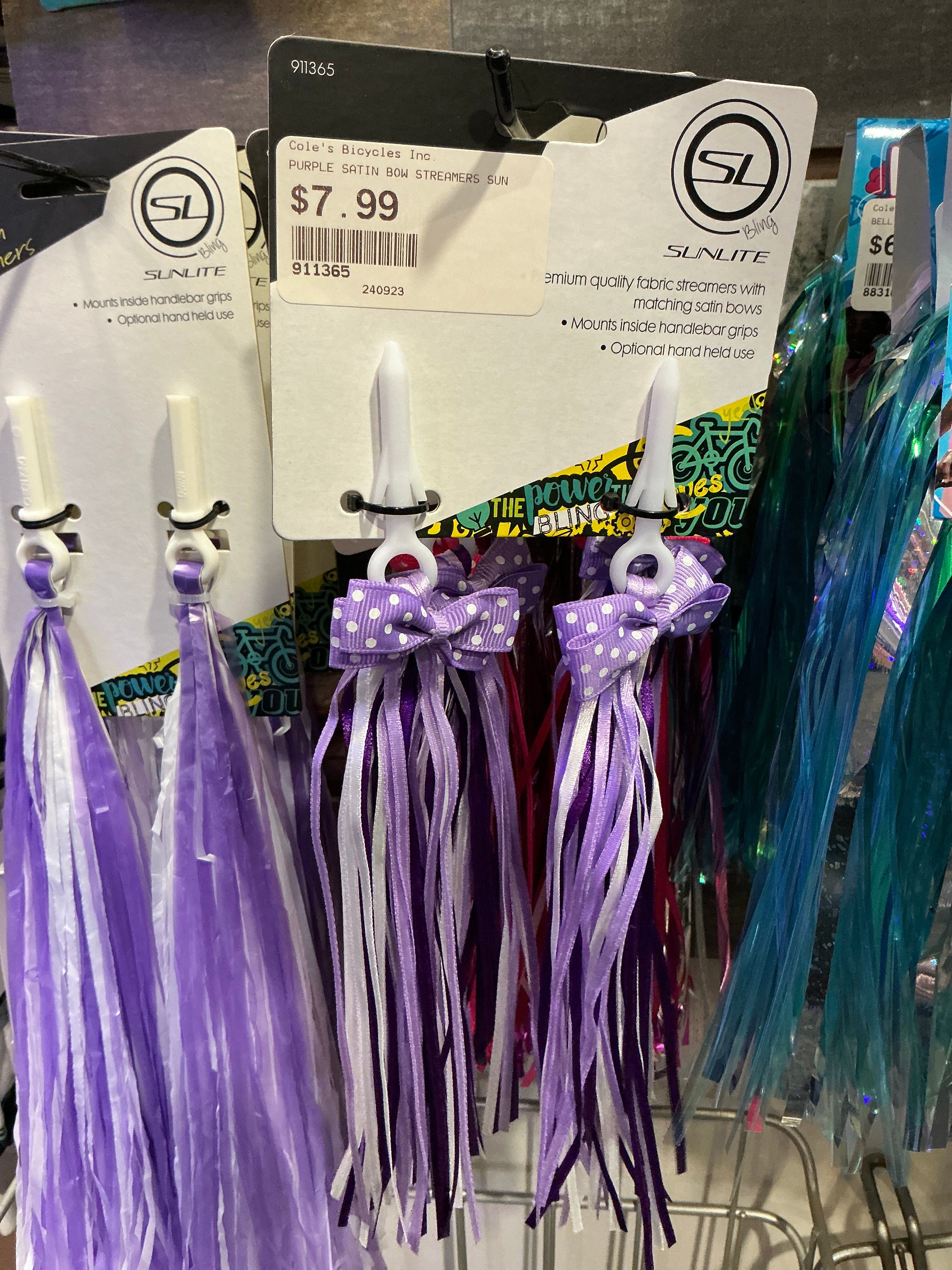 PURPLE SATIN BICYCLE BOW STREAMERS