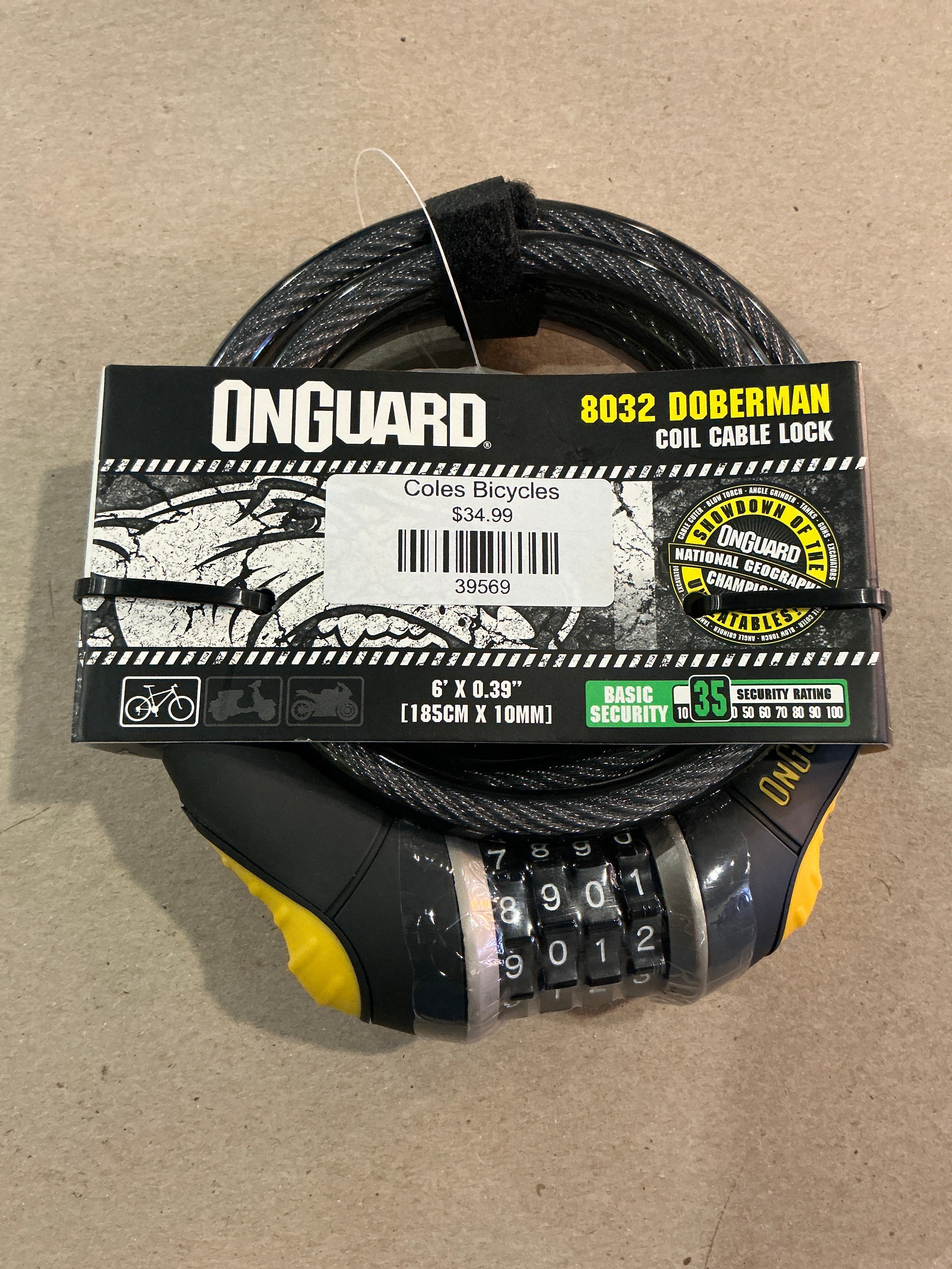 COMBO 6’X 12 MM 8031 GLO DOBERMAN CABLE LOCK