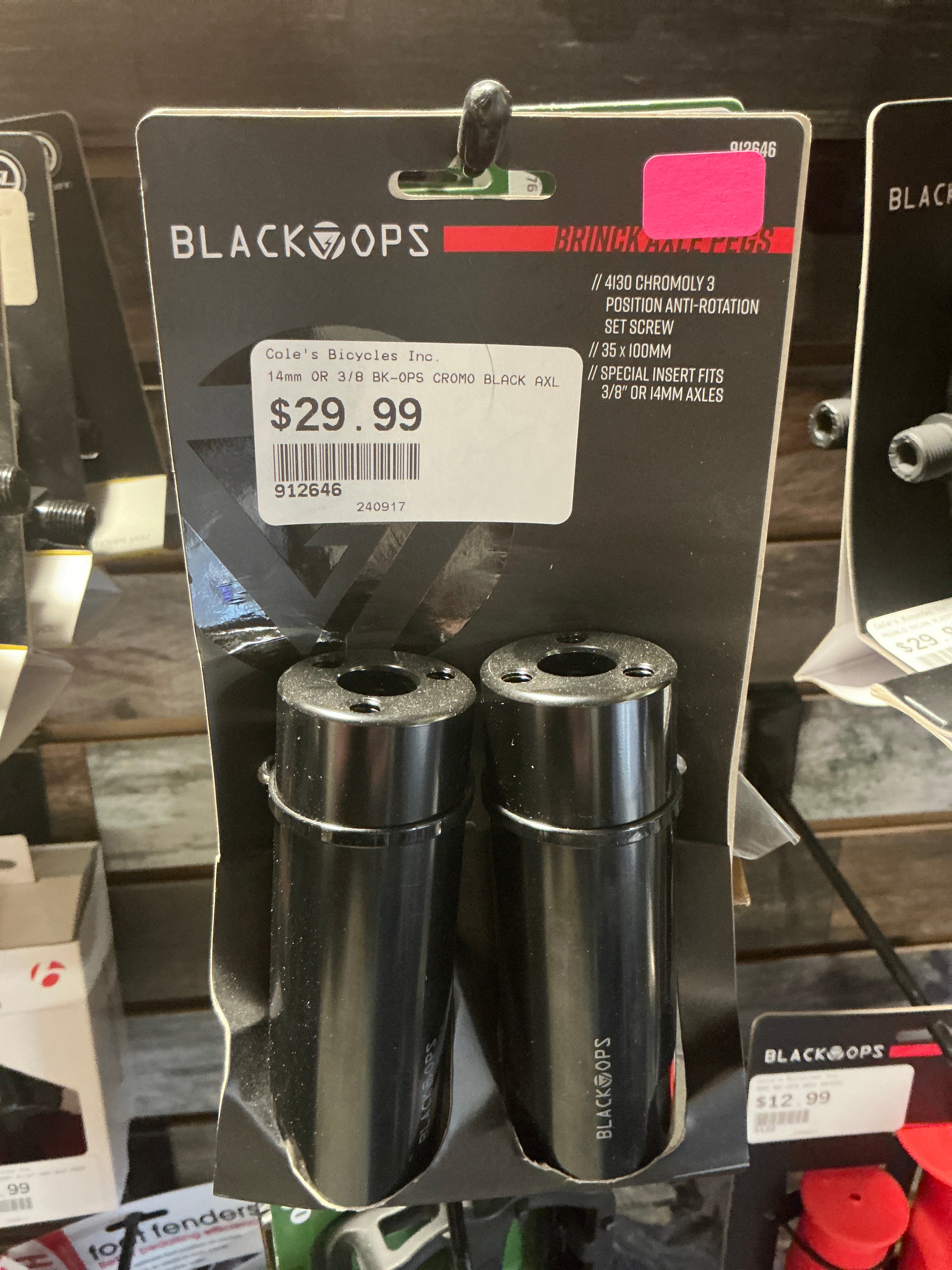 14MM OR BK-OPS CROMO BLACK AXL PEGS