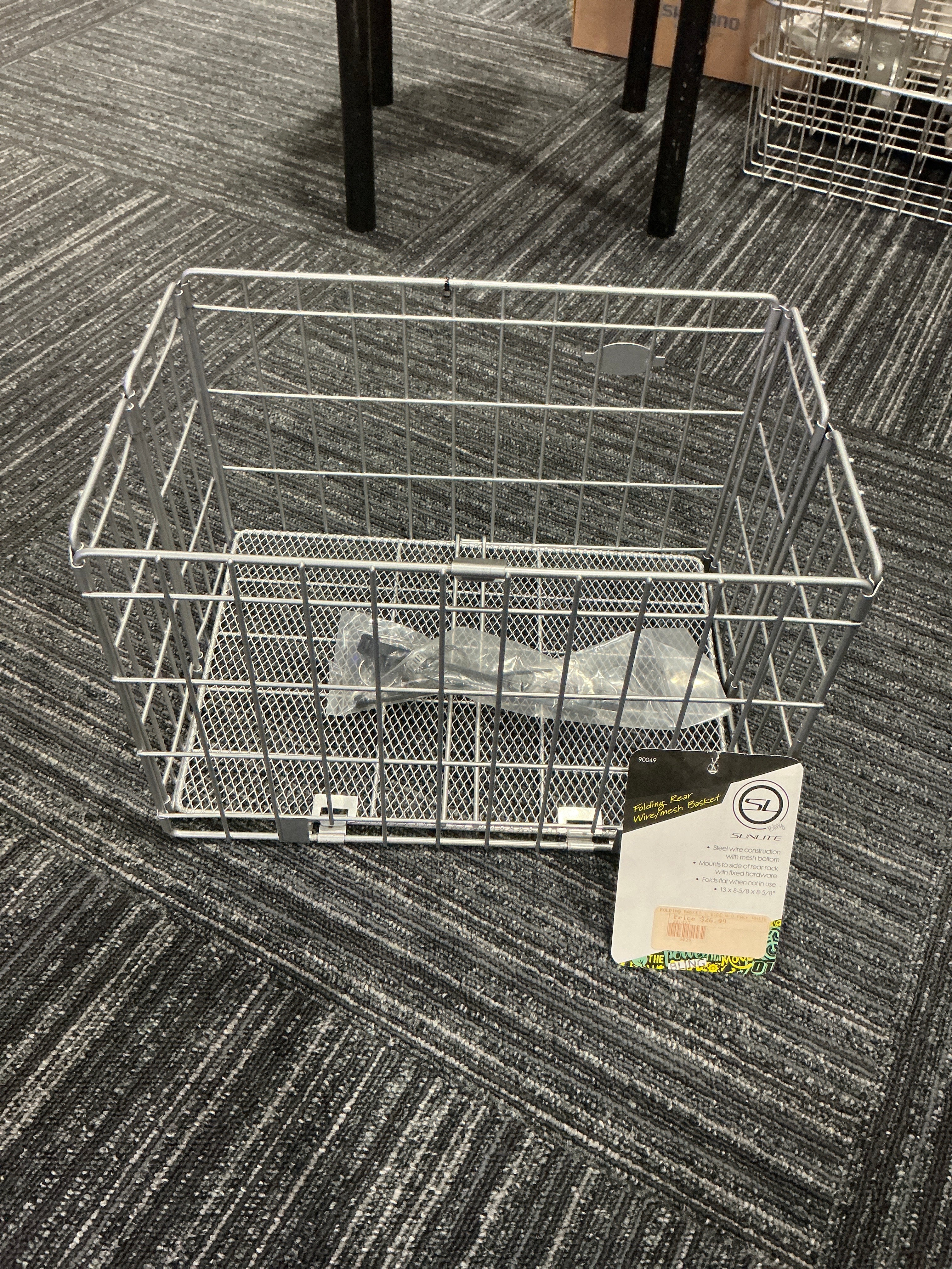 FOLDING BASKET 1 SIDE W/O RACK SILVER FOLDABLE BACK RACK